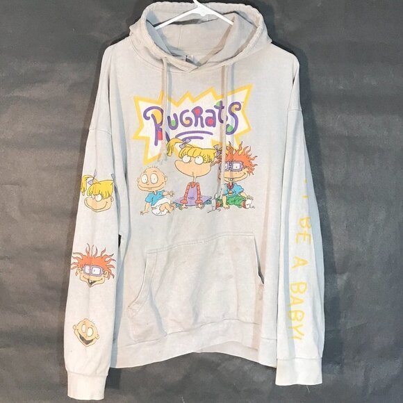 Nickelodeon RUGRATS Nick Toons Gray Sweater Hoodie XL - Picture 1 of 9
